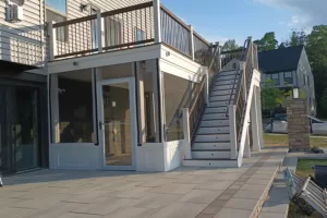 Backyard deck with railing installed by HD Exteriors in VA