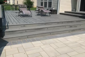 Before and after of deck installation by HD Exteriors in Northern VA